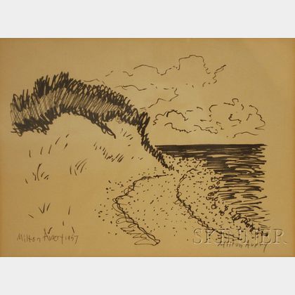 Framed Halftone Print After Milton Avery (American, 1885-1965) Beach Dune