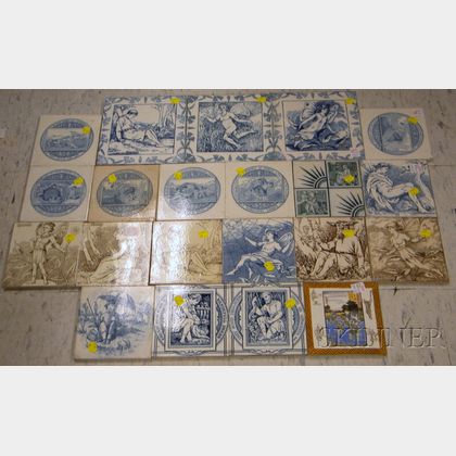 Twenty-one Wedgwood Transfer-printed Ceramic Tiles