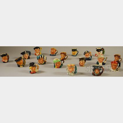 Eighteen Assorted Small Royal Doulton Ceramic Character Jugs