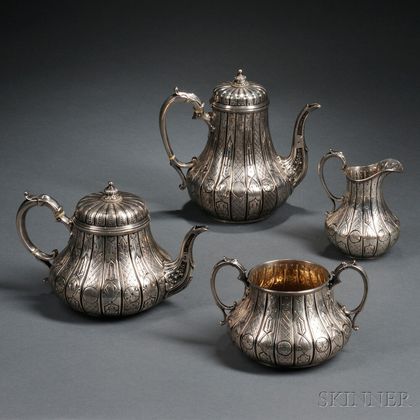 Assembled Four-piece Victorian Sterling Silver Tea and Coffee Service