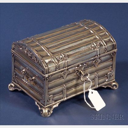 Continental Silver Renaissance Revival Trunk-form Jewelry Box