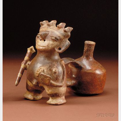 Pre-Columbian Pottery Warrior Vessel