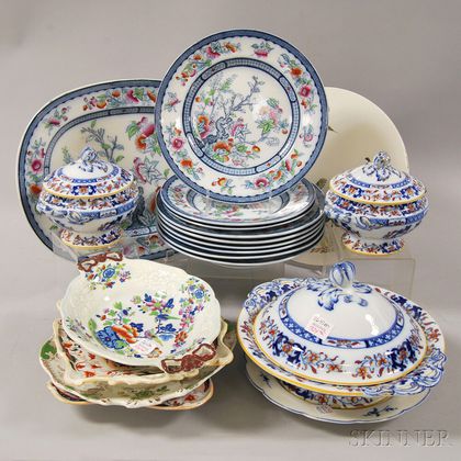 Group of Assorted Mostly English Transfer-decorated Ceramic Tableware