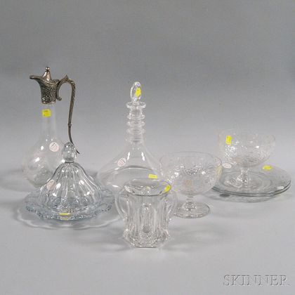 Eight Pieces of Assorted Crystal Tableware
