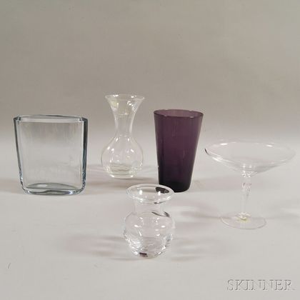 Five Assorted Glass Vases and Compotes