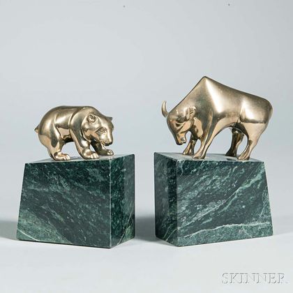 Stock Market Bull and Bear Bookends