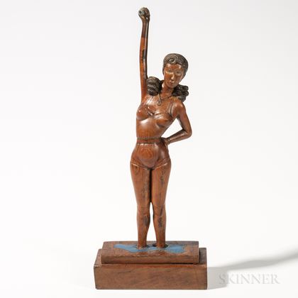 Painted and Carved Figure of a Female Bather