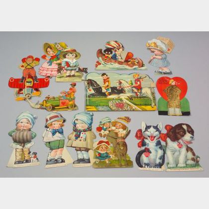 Group of Embossed Valentines Featuring Children and Animals