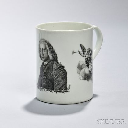 Worcester Porcelain Black Transfer-Printed Mug