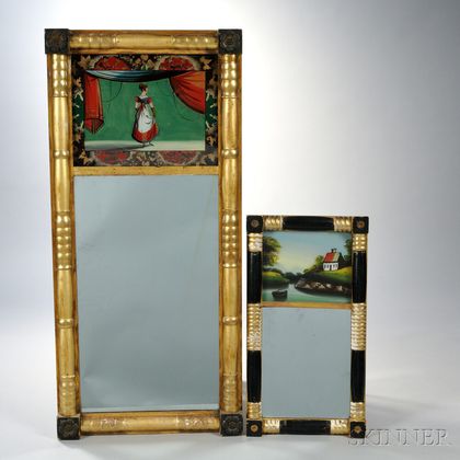 Two Federal Reverse-painted Tabernacle Mirrors