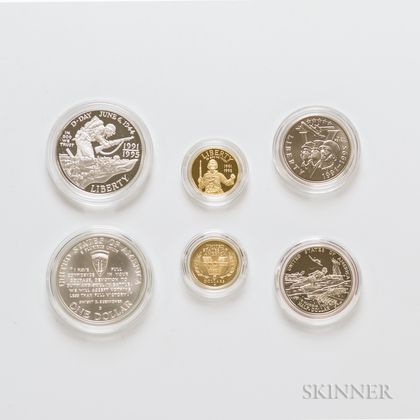 1995 WWII 50th Anniversary Commemorative Gold and Silver Six-coin Set.