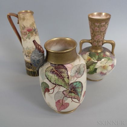 Three Doulton Burslem Hand-painted Vases