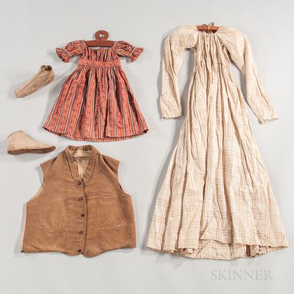 Three 19th Century Garments and a Pair of Slippers