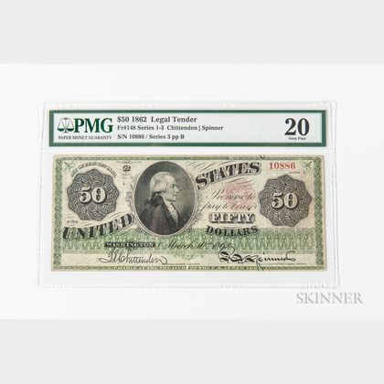 1862 $50 Legal Tender Note, Fr. 148, PMG Very Fine 20