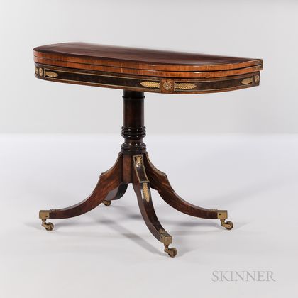 Regency Mahogany, Mahogany- and Kingwood-veneered, Ormolu-mounted Game Table