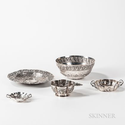 Five Pieces of Silver Tableware