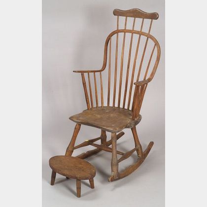 Windsor Ash and Maple Continuous-arm Comb-back Rocking Chair