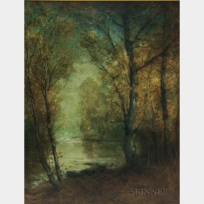 Franklin (Frank) Benjamin DeHaven (American, 1856-1934) Autumn Landscape with Pond