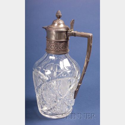 Russian Silver Mounted and Colorless Cut Glass Claret Jug
