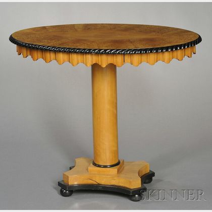 Swedish Biedermeier-style Birch and Part-ebonized Table