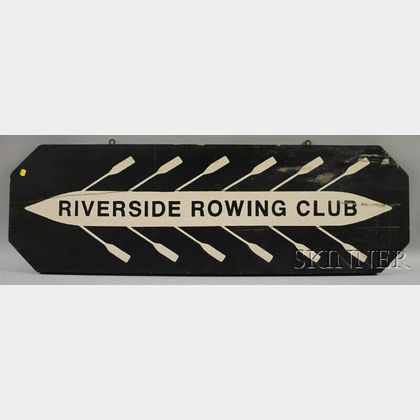Painted Wood "Riverside Rowing Club" Sign
