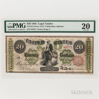 1862 $20 Legal Tender Note, Fr. 124, PMG Very Fine 20
