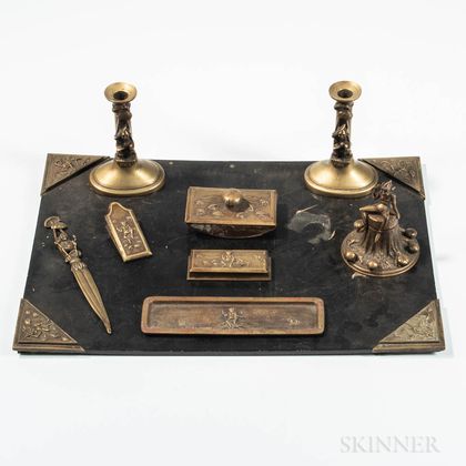Extensive "Dartmoor Pixie" Cast Bronze Desk Set