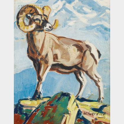 Walter Joseph Wilwerding (American, 1891-1966) Lot of Three Wildlife Studies: Caribou, Elk, and Ram