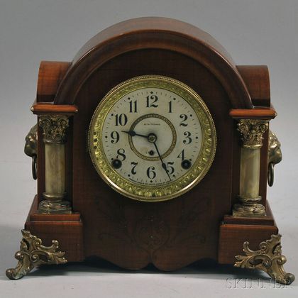 Seth Thomas Rosewood-veneer and Copper-mounted Dome-top Shelf Clock