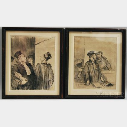 After Honoré Daumier (French, 1808-1879) Two Plates from Les Gens de Justice
