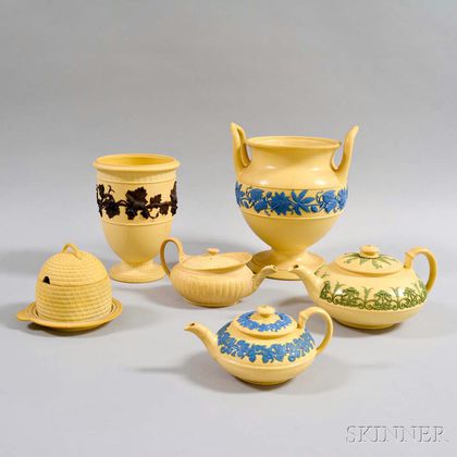 Six Pieces of Wedgwood Caneware