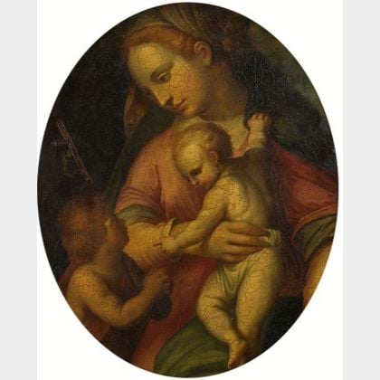 Italian School, 16th Century Style The Madonna and Child with Saint John the Baptist