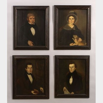 Susan Paine (Rhode Island, 1792-1862),Four Family Portraits of the Oldridge Family, 1839. Oil on wood panels, inscribed on verso Pain 