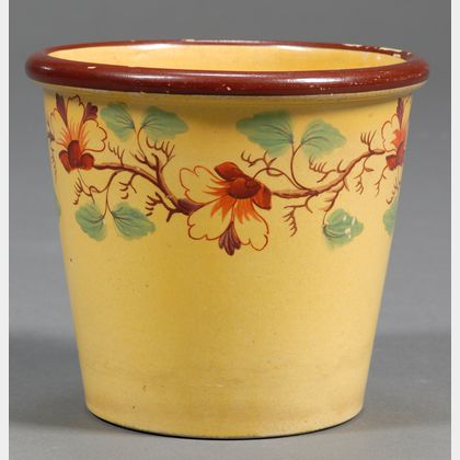 Small Yellow Glazed Earthenware Flower Pot