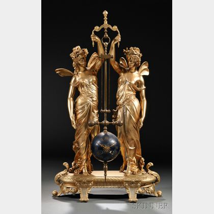 French Gilt Two-figure Mystery Clock