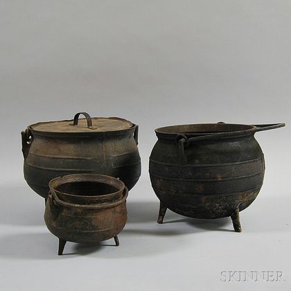 Three Cast Iron Pots