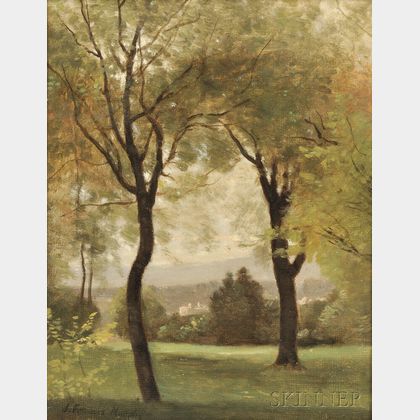 John Francis Murphy (American, 1853-1921) Distant View Through Verdant Trees