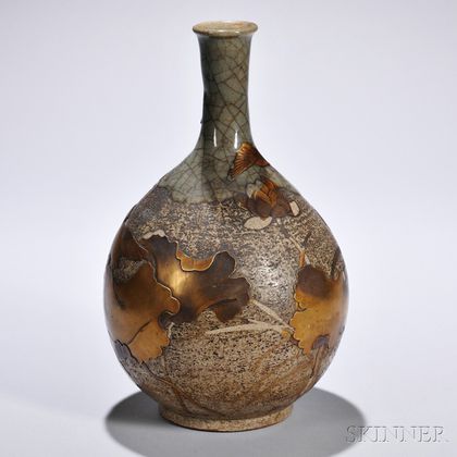 Stoneware and Lacquer Bottle Vase