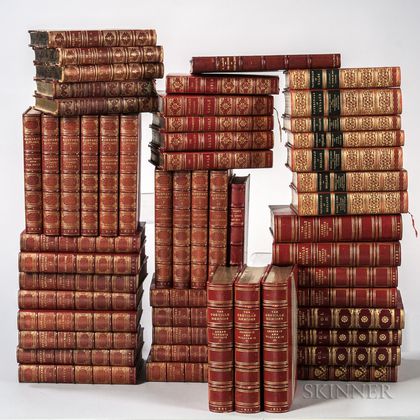 Decorative Bindings, Sets, Approximately Fifty Volumes in Red Morocco.