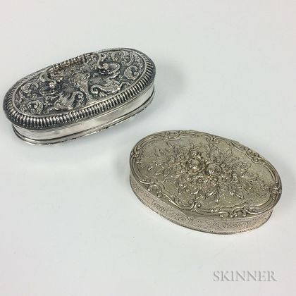 Two Continental Silver Repousse Boxes
