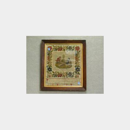 Framed Fanny Marsh 1864 Needlepoint Sampler. 