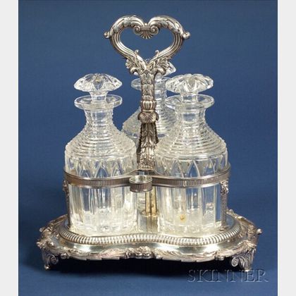 William IV Silver Three Bottle Cordial Stand