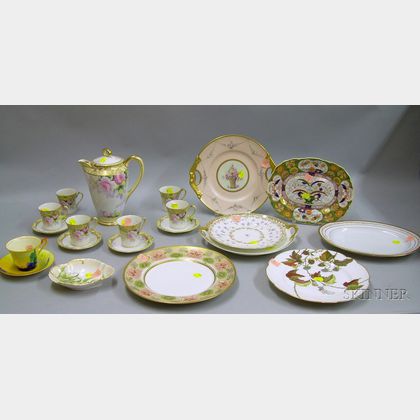 Eleven-piece Noritake Floral Decorated Porcelain Chocolate Set and Nine Pieces of Assorted Mostly Porcelain Tableware