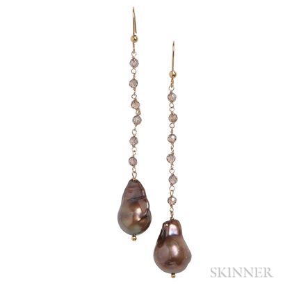 18kt Rose Gold and Baroque Pearl Earrings