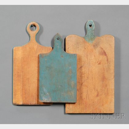 Three Blue-painted Wooden Cutting Boards