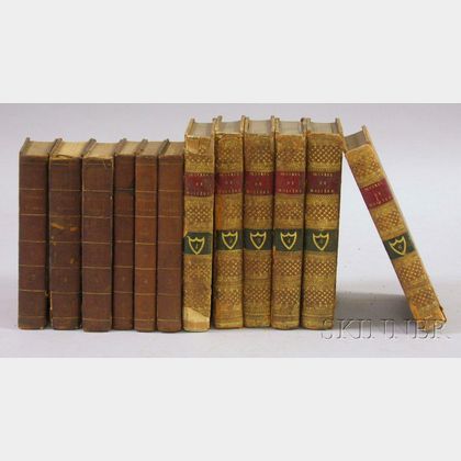 Two Small Sets of Decorative Gilt Leather Bindings