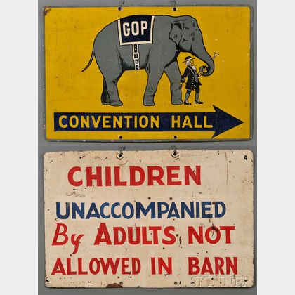 Painted Sheet Iron "GOP Convention Hall" Sign