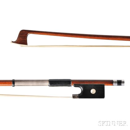 French Silver-mounted Violin Bow, Bazin Workshop