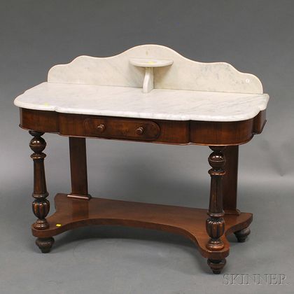 Victorian Rosewood-veneered Marble-top Dressing Table
