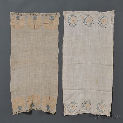 Two Embroidered Linen Show Towels